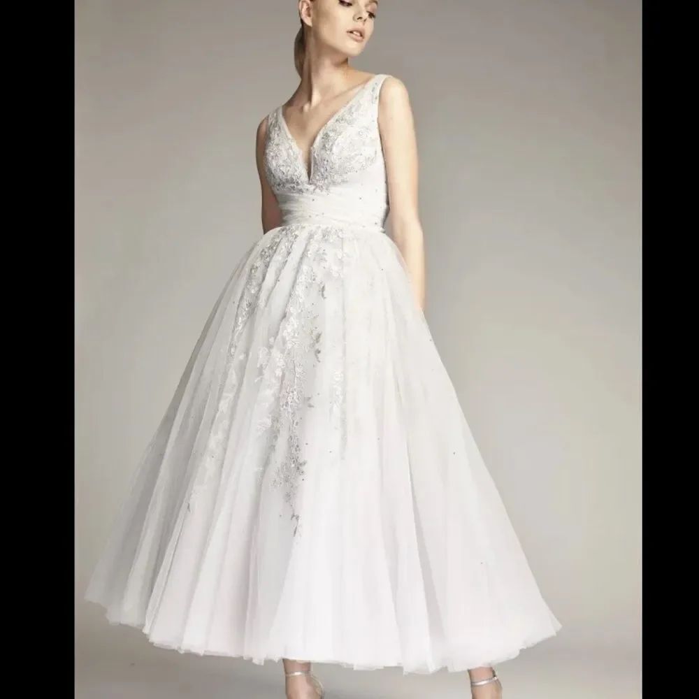 Women’s Gray Park108 Pleated Tulle Lace Applique Tea Length Dress
